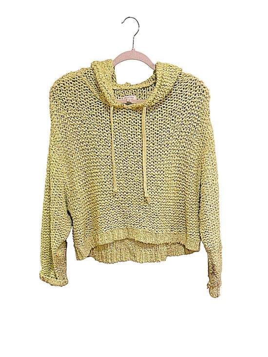 Pilcro Sweaters - Pilcro Pale Yellow Chunky Knit Hooded Sweater - Oversized